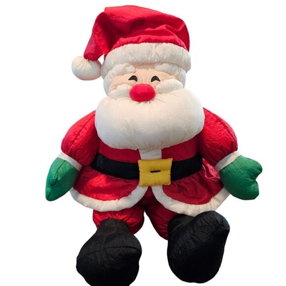 Hallmark Vintage Santa Claus Plush 90s Nylon Puffy 14" Holiday Christmas Toy - Picture 1 of 7